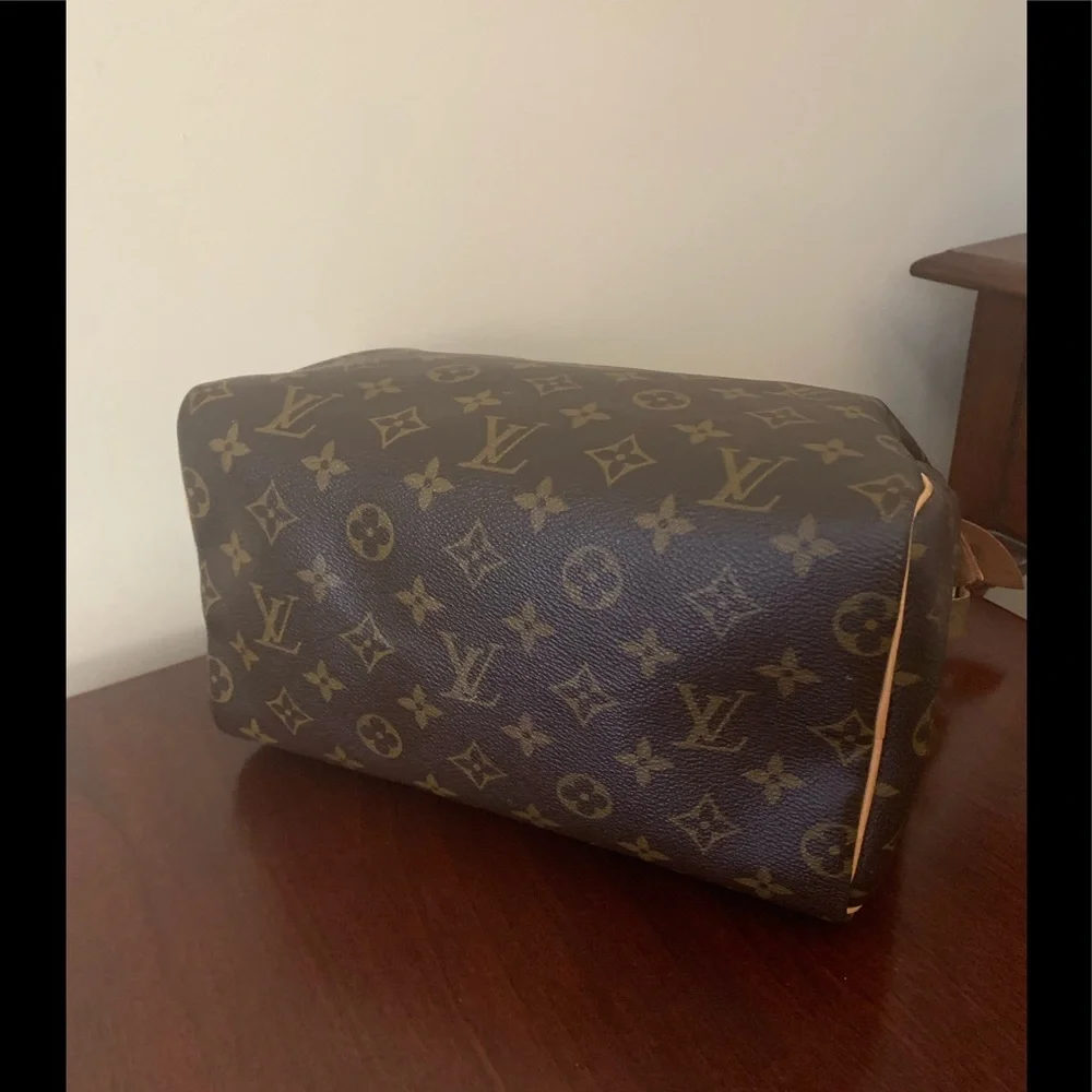 Louis Vuitton Monogram Speedy 25 Satchel in Brown and Tan Leather